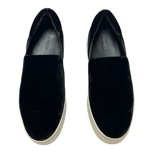 Vince Black Velvet Slip On Platform Sneakers Sporty Street-Chic Women's Size 8.5